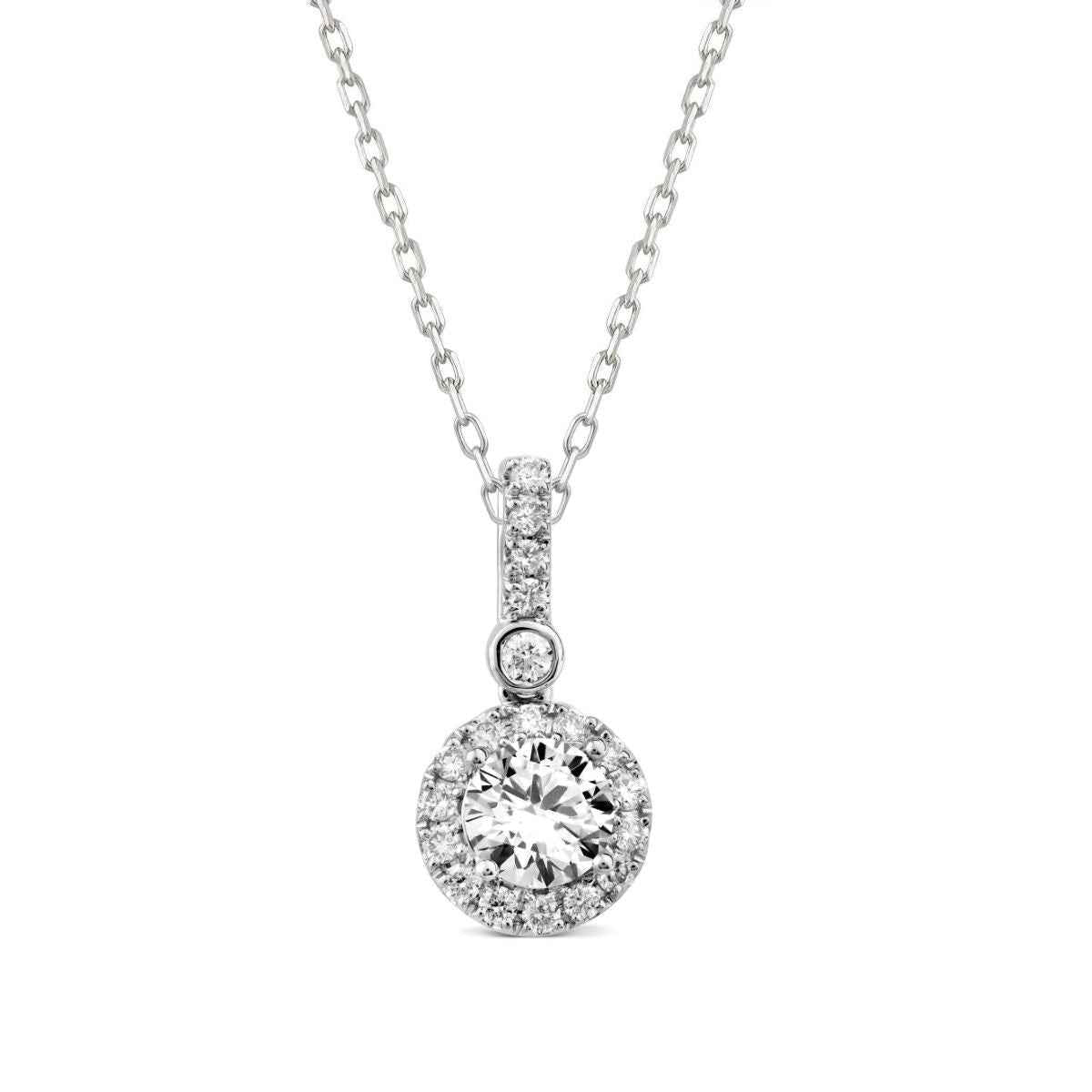 Adamante 1 ct. tw. Lab-Grown Diamond Halo Pendant in 10K White Gold (3)