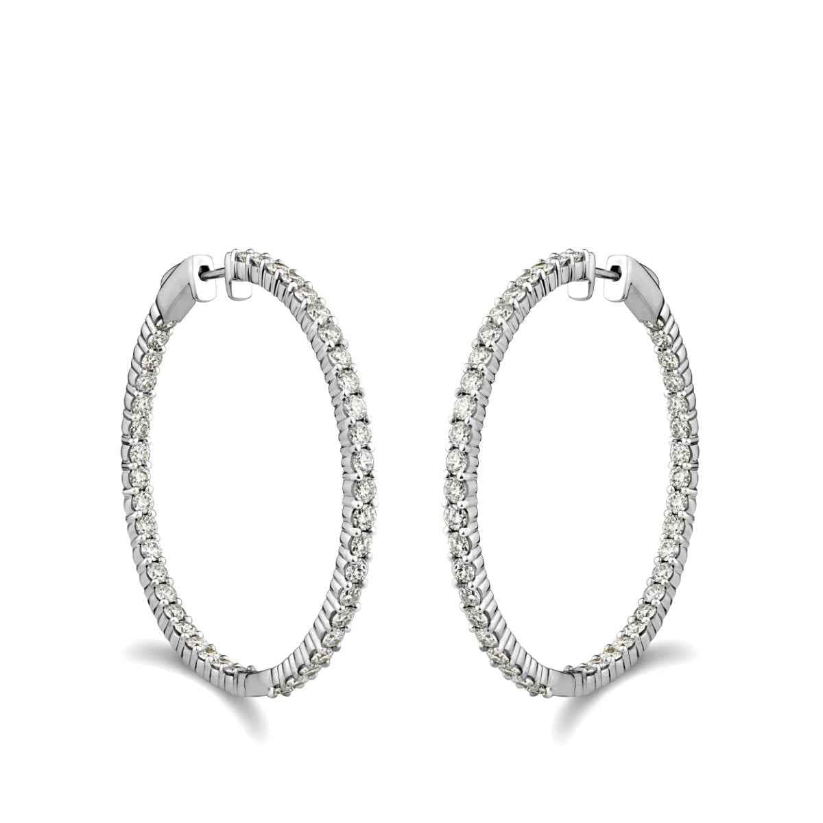 7 ct. tw. Diamond Inside Out Hoop Earrings in 14K White Gold
