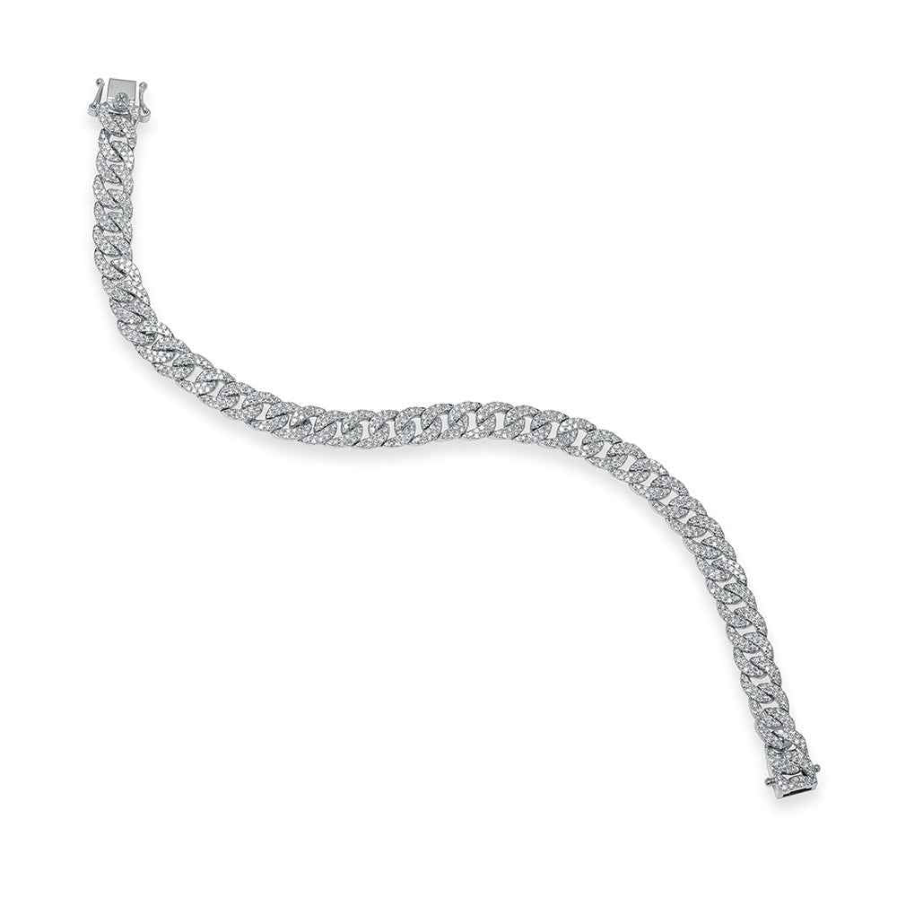 Shy Creation 1-5/8 ct. tw. Diamond Pave Curb Link Bracelet in 14K White Gold front view