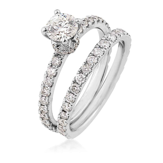 Noventa 1-1/2 ct. tw. Round Brilliant Diamond Wedding Set in 14K White Gold close-up detail