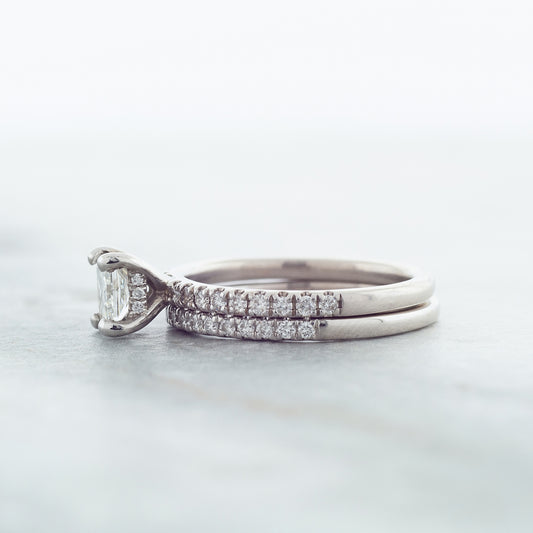 Noventa 1-1/4 ct. tw. Princess Cut Diamond Wedding Set in 14K White Gold full view