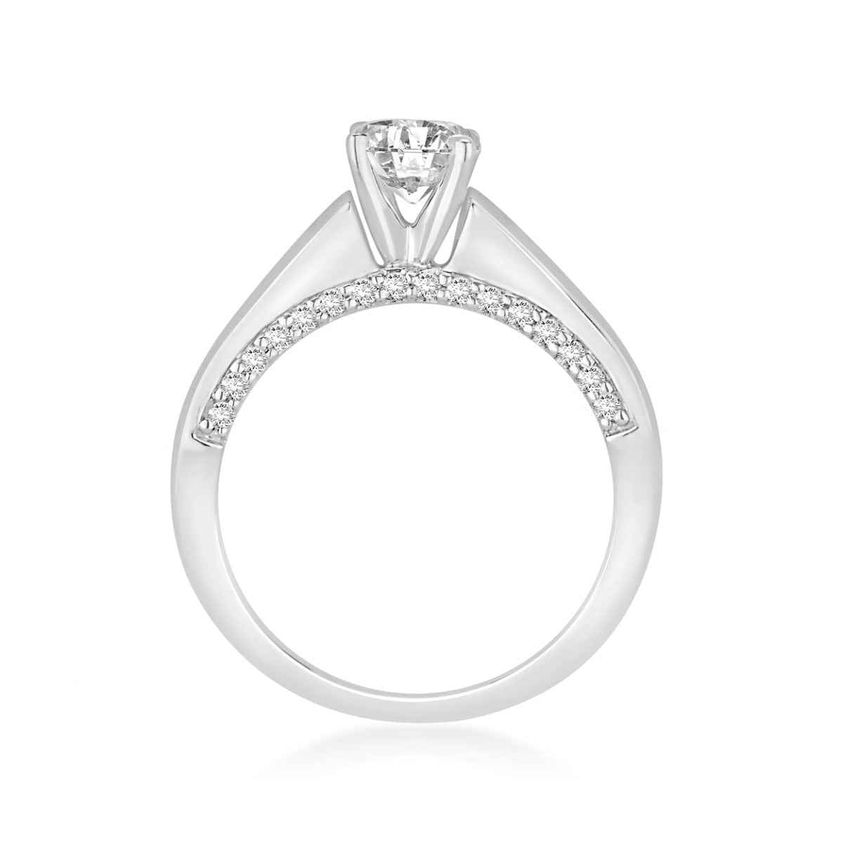 Natural 1-1/2 ct. tw. Round Brilliant Diamond Channel Engagement Ring in 14K White Gold front view