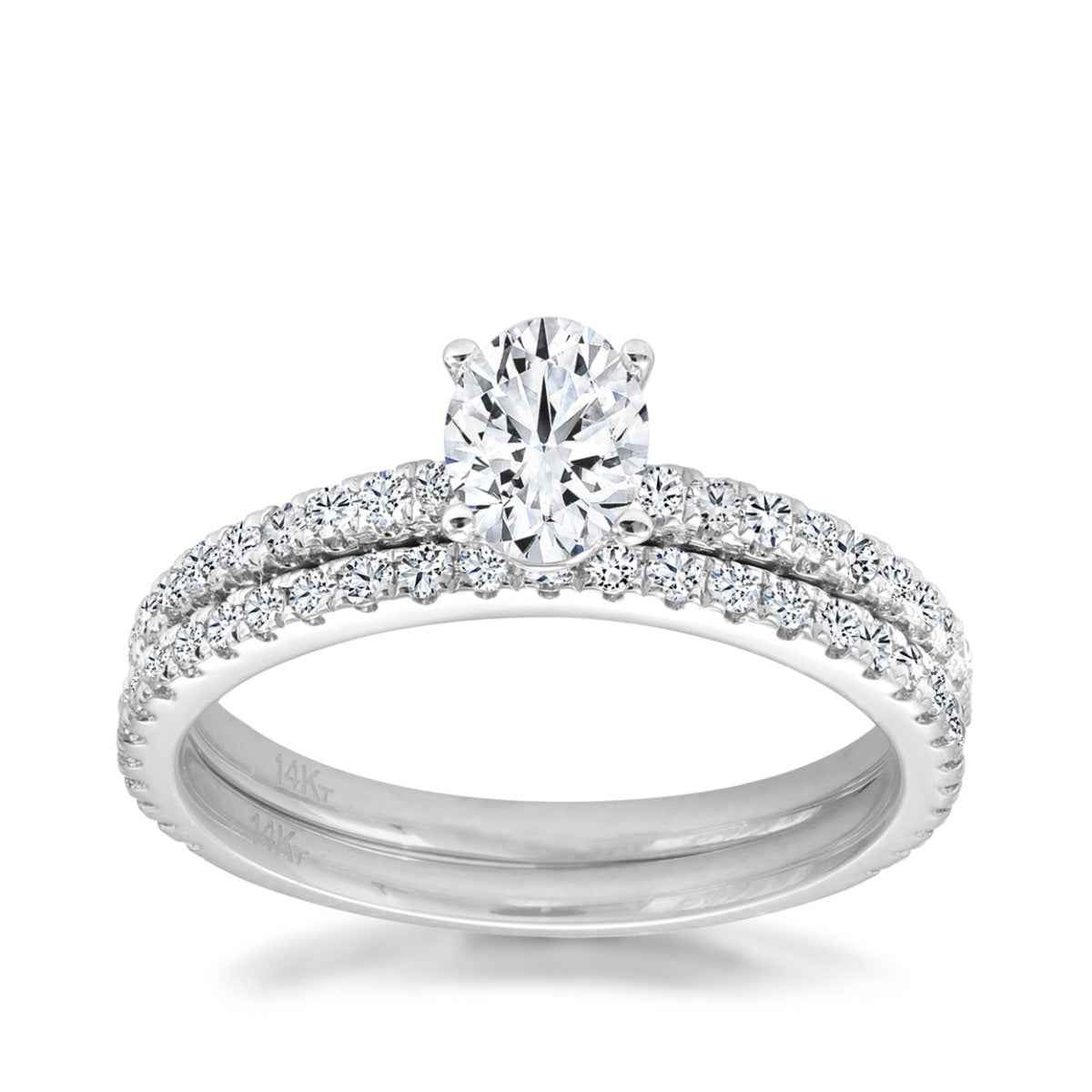 Canadian Rocks 1 ct. tw. Oval Diamond Wedding Set in 14K White Gold