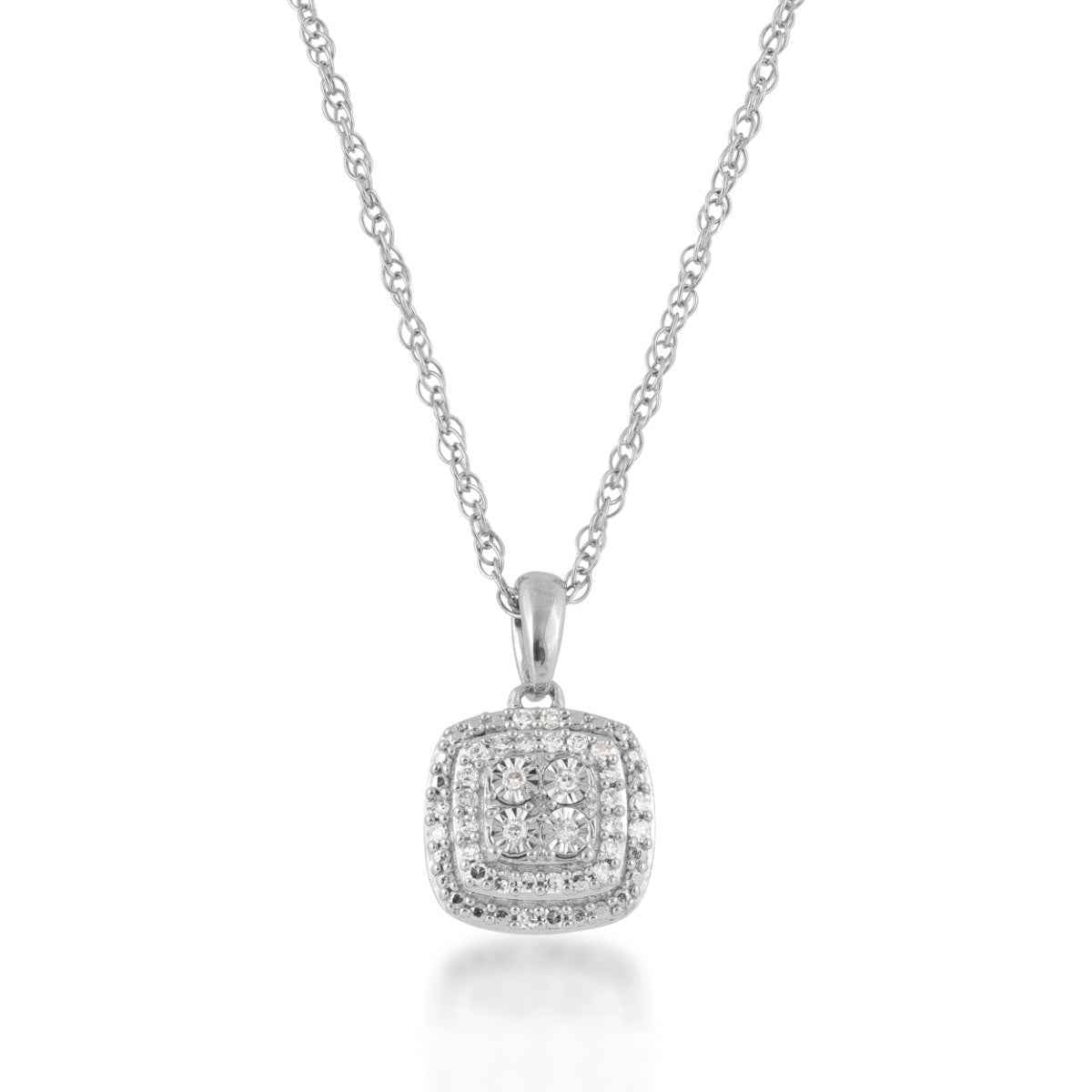 1/5 ct. tw. Diamond Pendant and Ring Box Set In Sterling Silver close-up detail