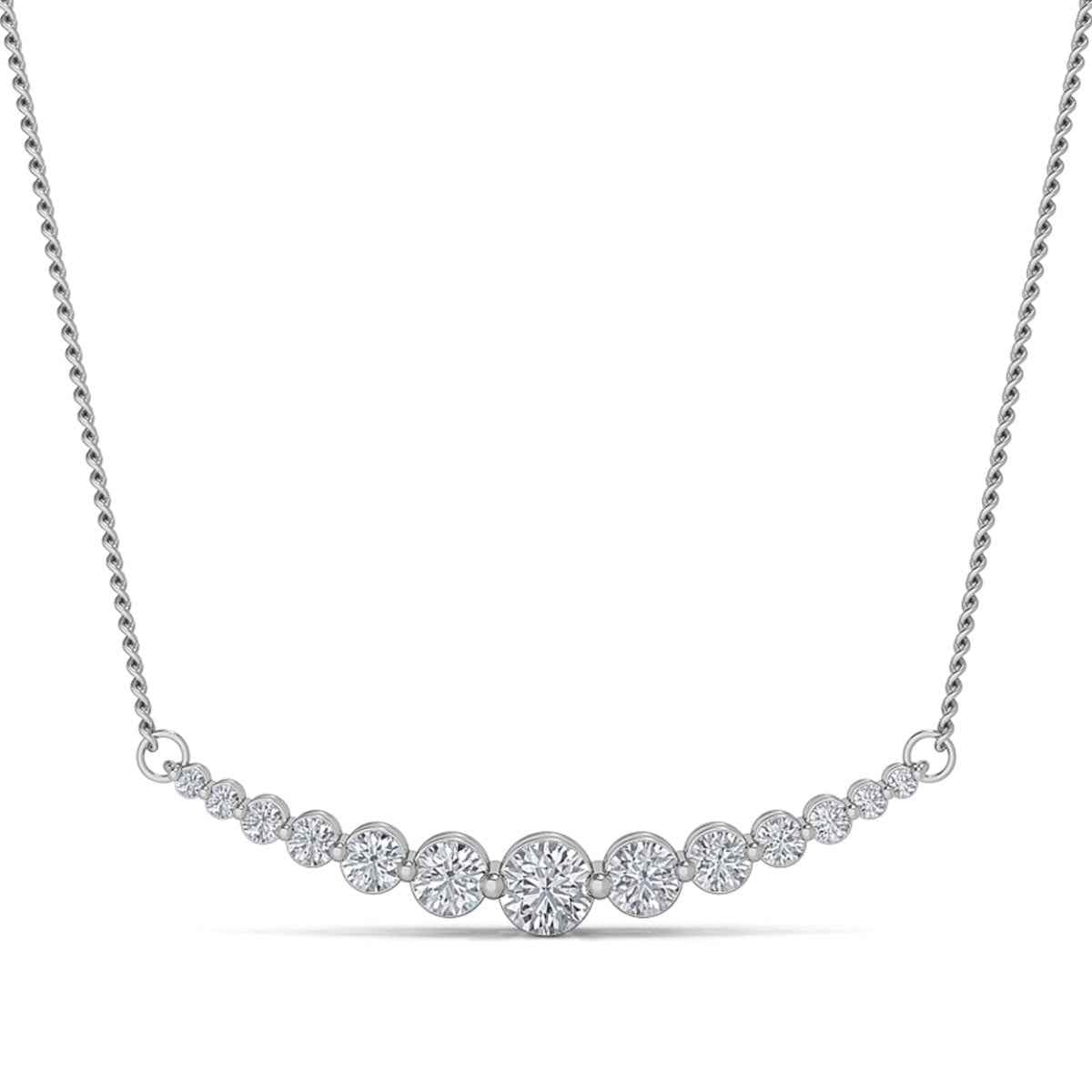 Adamante 1-1/2 ct. tw. Lab-Grown Diamond Curved Bar Graduated Stone Necklace in 14K White Gold