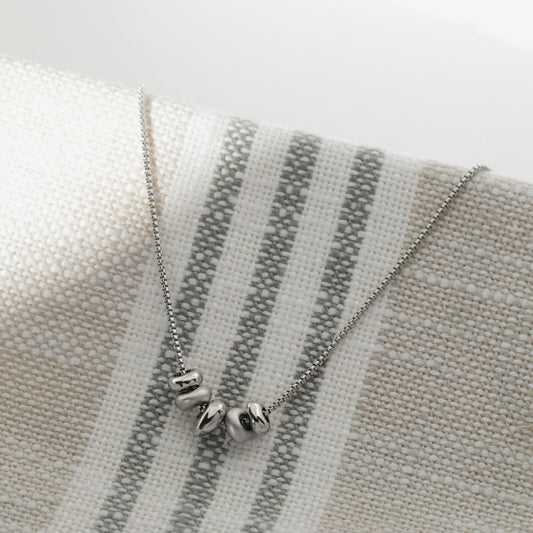 Kit Heath Polished & Sandblast Finish Bead Necklace in Sterling Silver front view