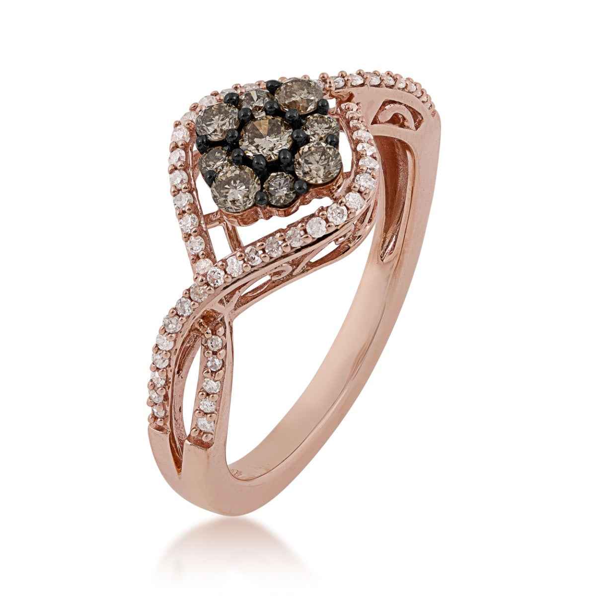 1/2 ct. tw. Mocha Diamonds Cluster Fashion Ring in 10K Pink Gold front view