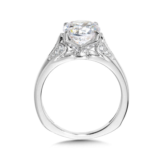 Valina 1/3 ct. tw. Diamond Round Semi-Mount Engagement Ring with European Shank in 14K White Gold front view