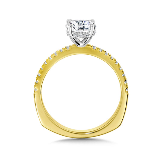Valina 1/4 ct. tw. Diamond Hidden Halo Round Semi-Mount Engagement Ring with European Shank in 14K Yellow Gold front view