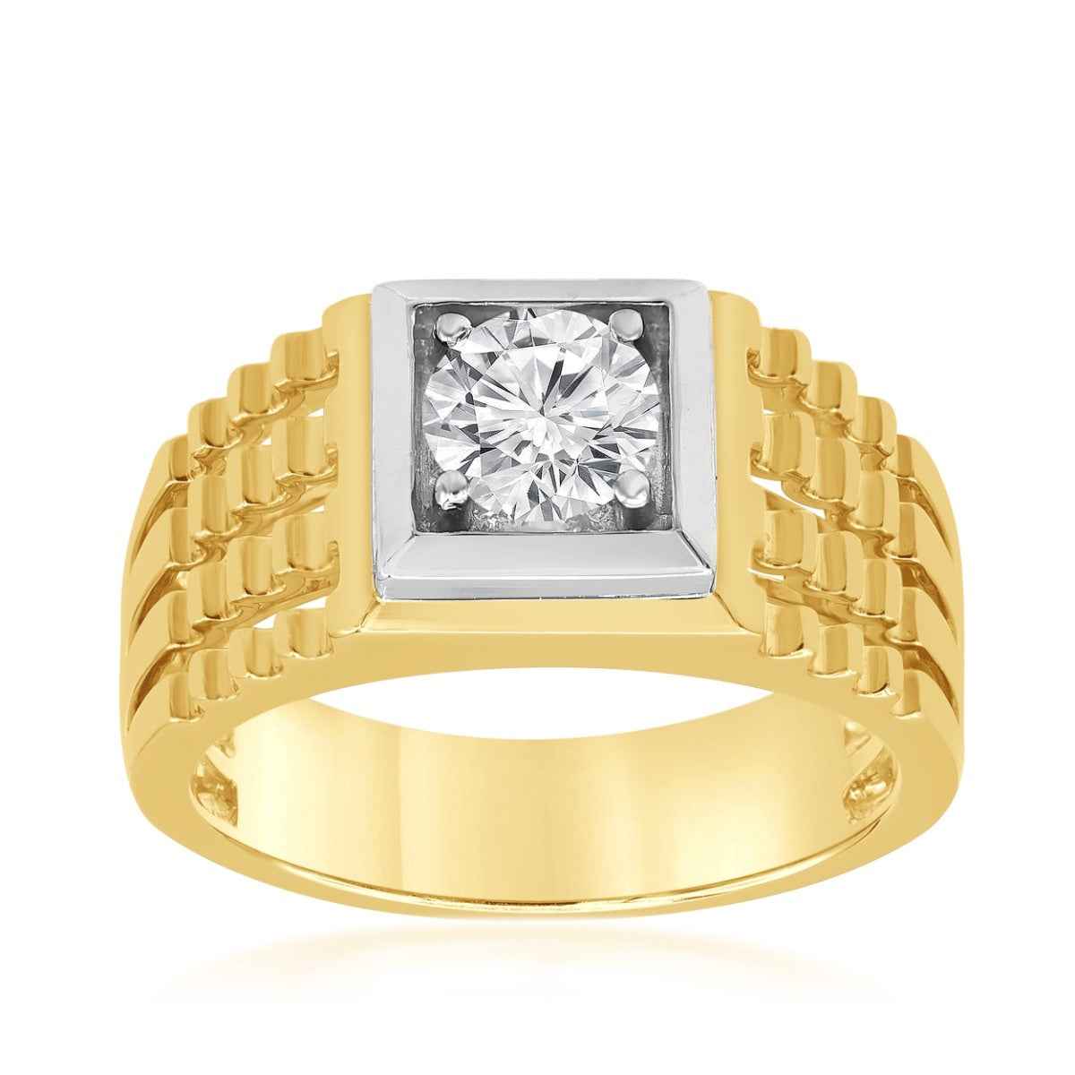 Adamante 1 ct. tw. Men's Lab-Grown Round Brilliant Diamond Ring in 14K Yellow & White Gold