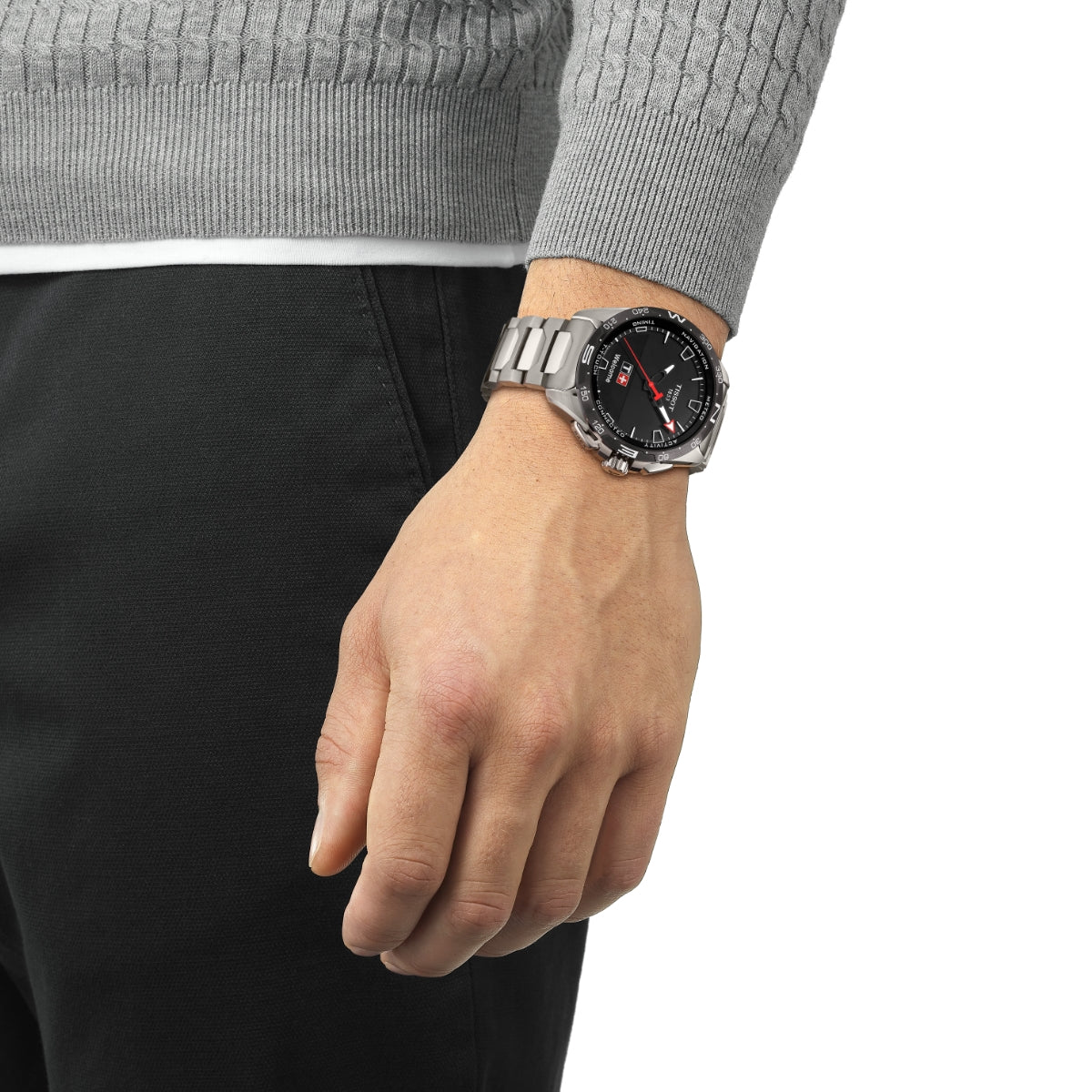 Tissot Men's T-Touch Connect Solar Titanium Watch with Black Dial front view