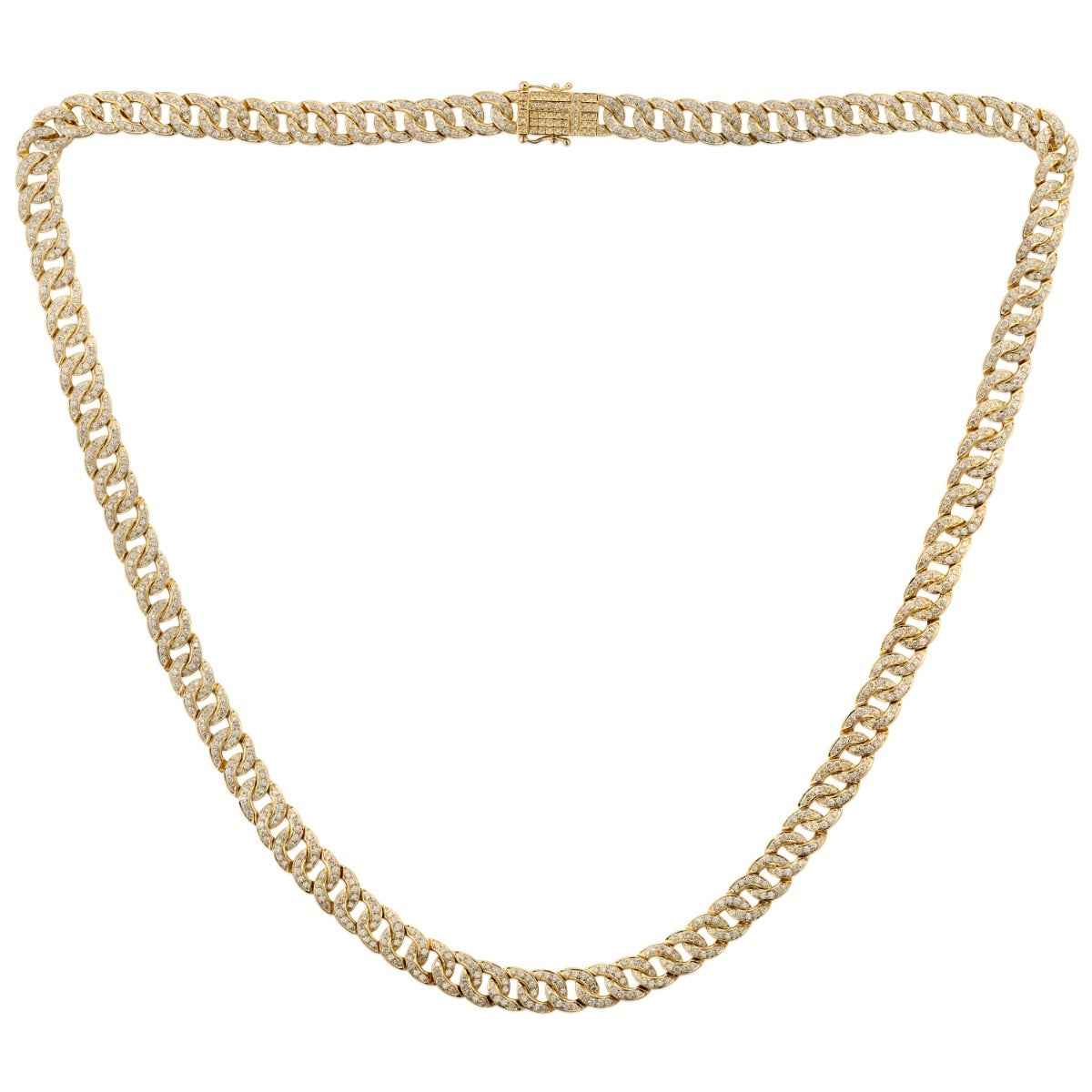 9-1/5 ct. tw. 22-inch Diamond Miami Cuban Chain Necklace in 10K Yellow Gold front view