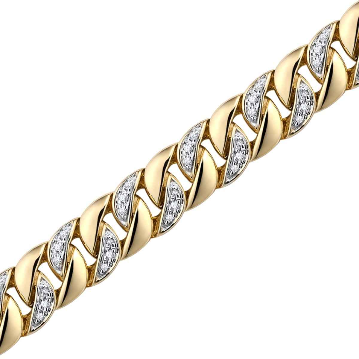 1/2 ct. tw. Diamond 8.5-inch Miami Cuban Chain Bracelet in 10K Yellow Gold front view