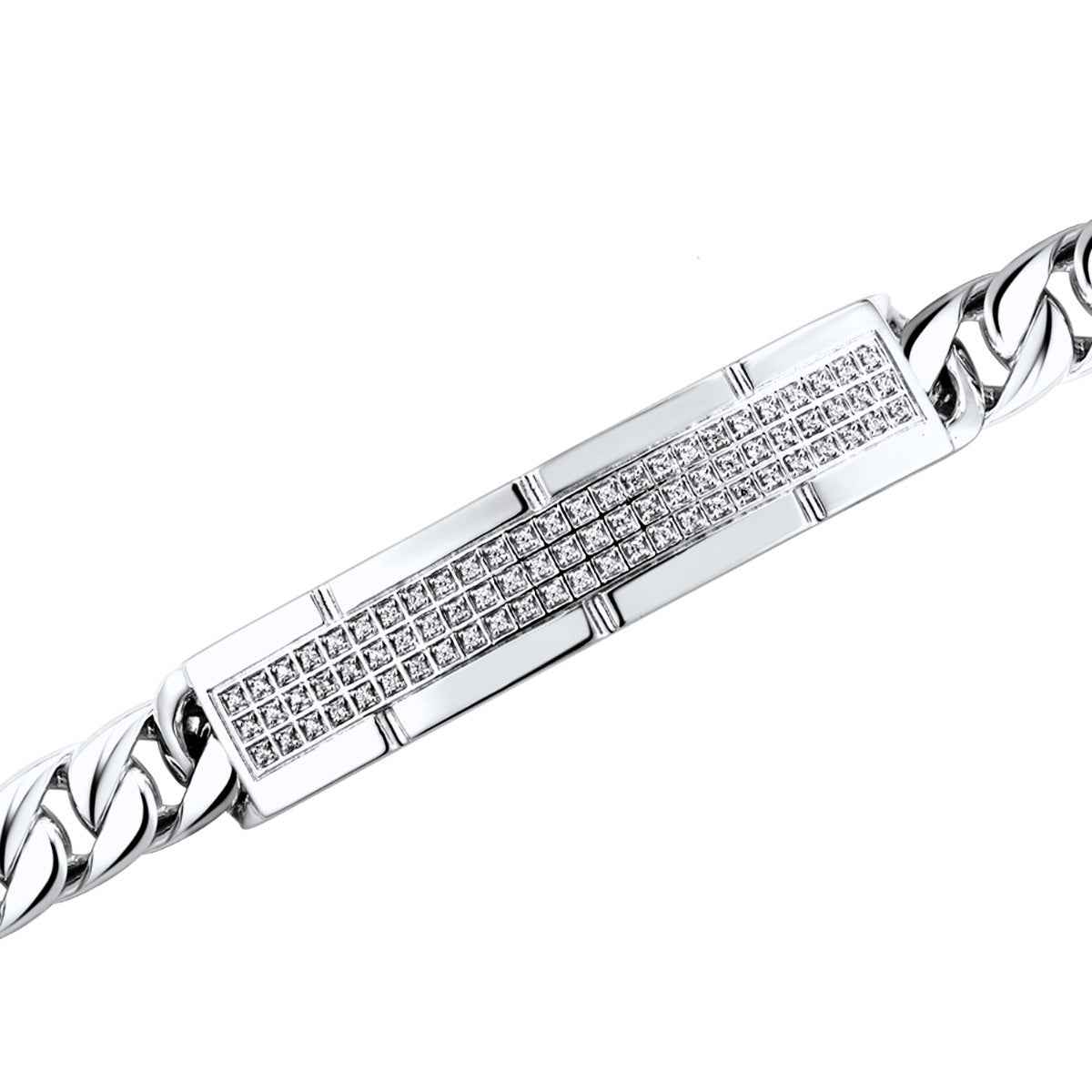 3/8 ct. tw. Diamond ID Bracelet in Sterling Silver close-up detail