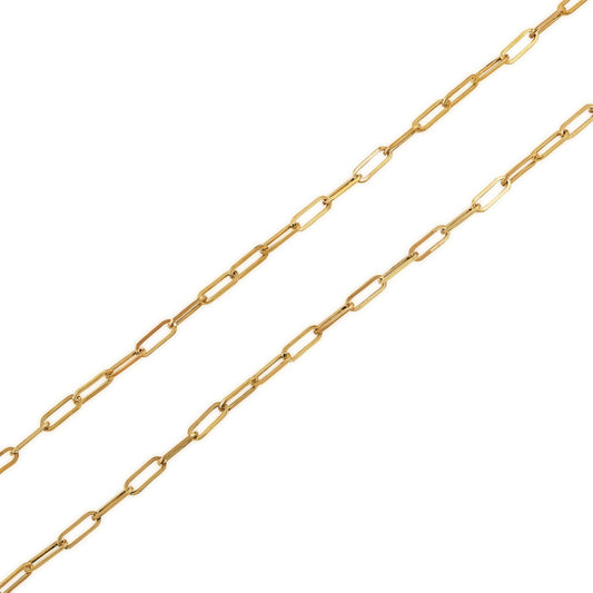 3mm 20-inch Paperclip Chain Necklace in 10K Yellow Gold front view