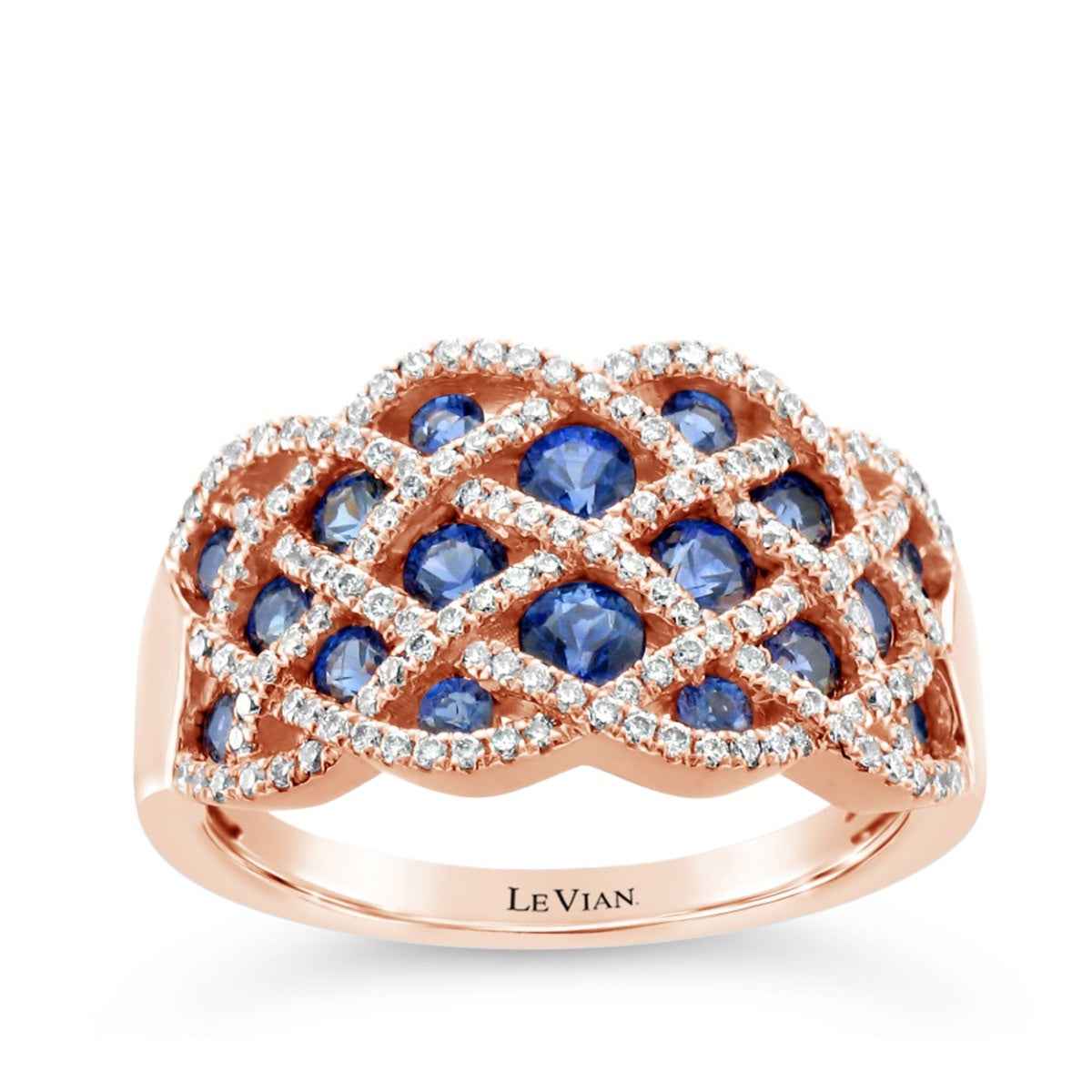 Le Vian Blueberry Sapphire & 3/8 ct. tw. Vanilla Diamond Lattice Ring in 14K Strawberry Gold