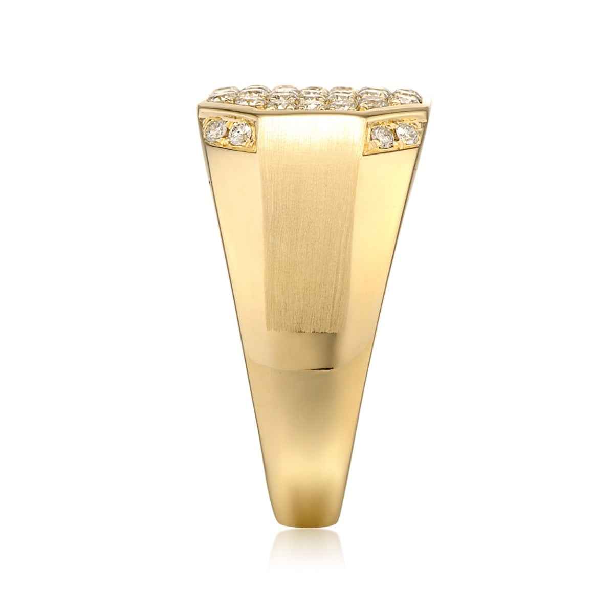 1 ct. tw. Men's Cluster Diamond Ring in 10K Yellow Gold side profile