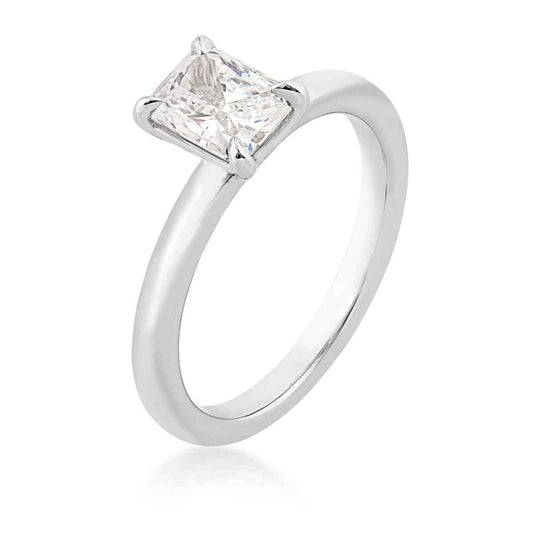 Adamante 1 ct. tw. Lab-Grown Radiant Cut Diamond Solitaire Engagement Ring in 14K White Gold front view