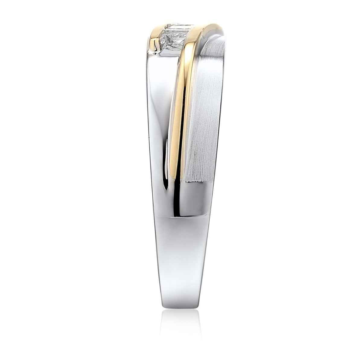 Men's 1/3 ct. tw. Diamond Ring in 10K White and Yellow Gold side profile