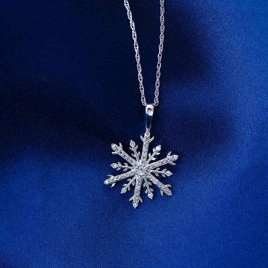 1/10 ct. tw. Diamond Snowflake Pendant in Sterling Silver close-up detail