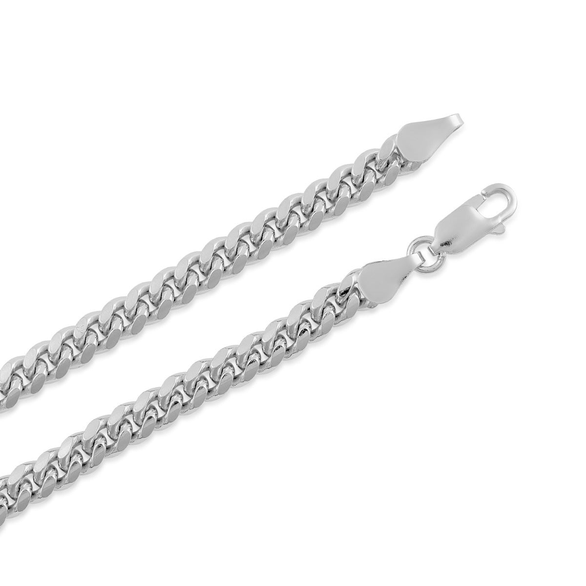 7mm 9-inch Miami Cuban Chain Bracelet in Sterling Silver front view