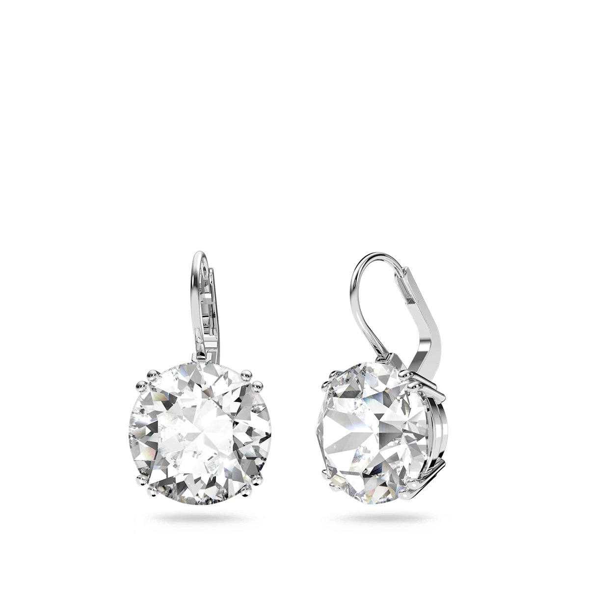 Swarovski Round White Mayfly Crystal Dangle Earrings in White Rhodium Plating