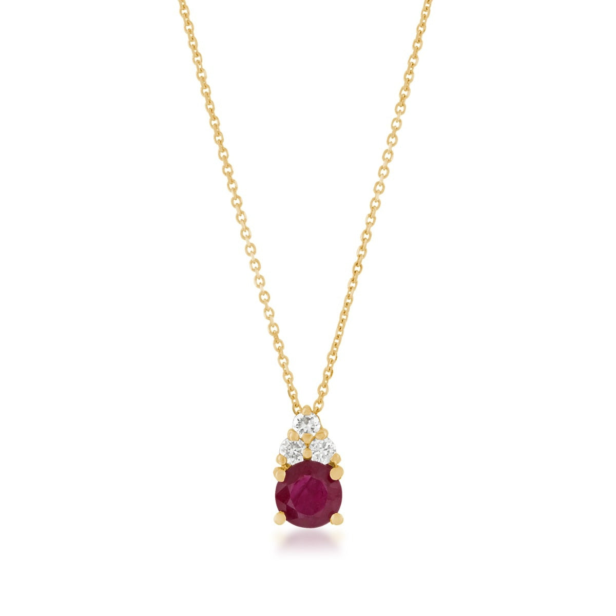 Round Ruby & Diamond Accent Pendant in 14K Yellow Gold