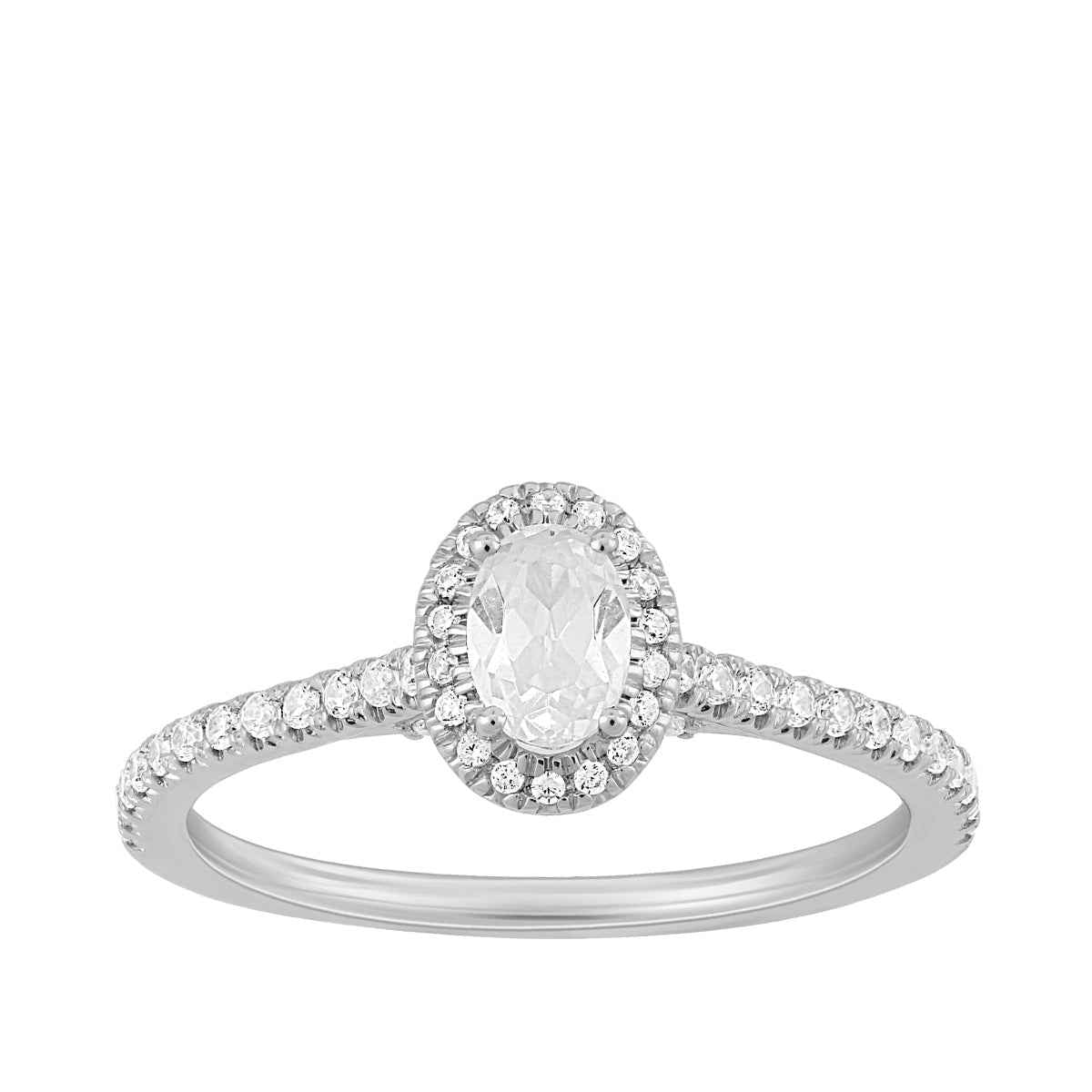 Amaura 3/4 ct. tw. Oval Diamond Halo Engagement Ring in 14K White Gold