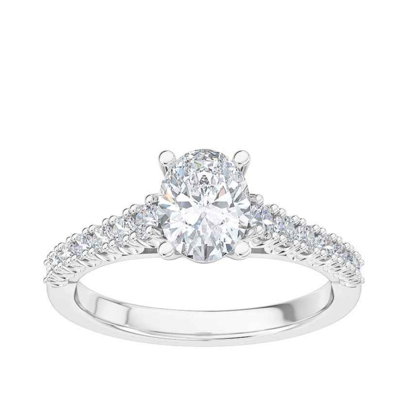 Adamante 1-1/3 ct. tw. Lab-Grown Oval Diamond Engagement Ring in 14K White Gold