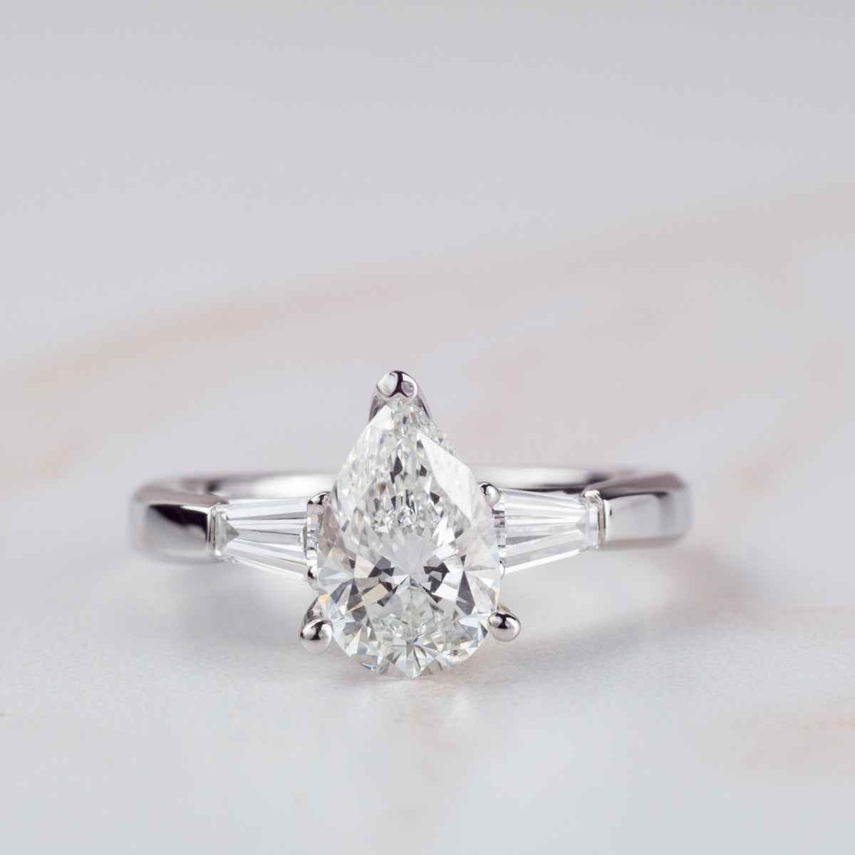 Adamante 2-1/6 ct. tw. Lab-Grown Pear Diamond Engagement Ring in 14K White Gold side profile