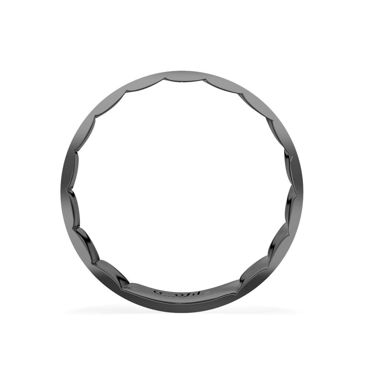 MFIT Men's Smooth and Satin 8MM Wedding Band in Black Rhodium Plated 10K White Gold close-up detail
