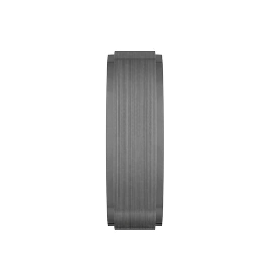 MFIT Men's 7MM Satin Center Wedding Band in Black Rhodium Plated 10K White Gold side profile