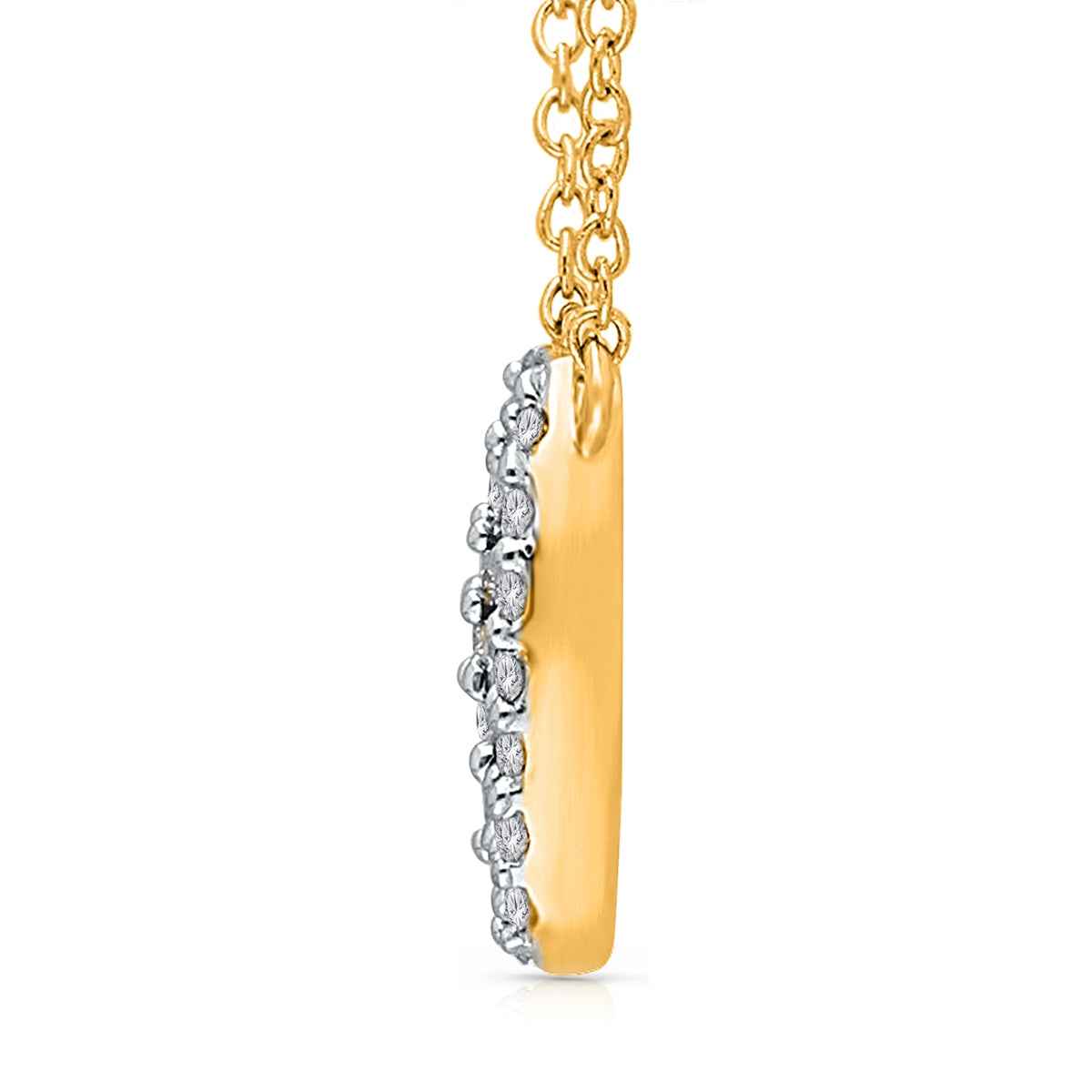 Kallati Round Ruby & 1/10 ct. tw. Diamond Halo Necklace in 14K Yellow Gold front view