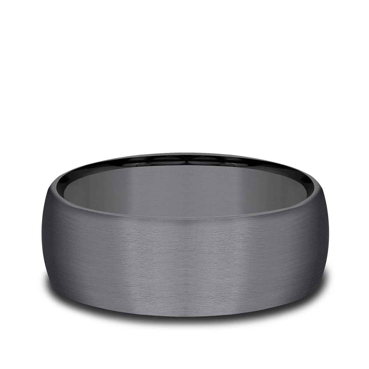 Benchmark Men's 8mm Dome Satin Finish Tantalum Wedding Band close-up detail