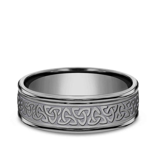Benchmark Men's 7mm Love Knot Triangle Tantalum Wedding Band close-up detail