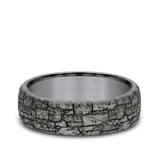 Benchmark Men's 6.5mm Stonewall Tantalum Wedding Band close-up detail