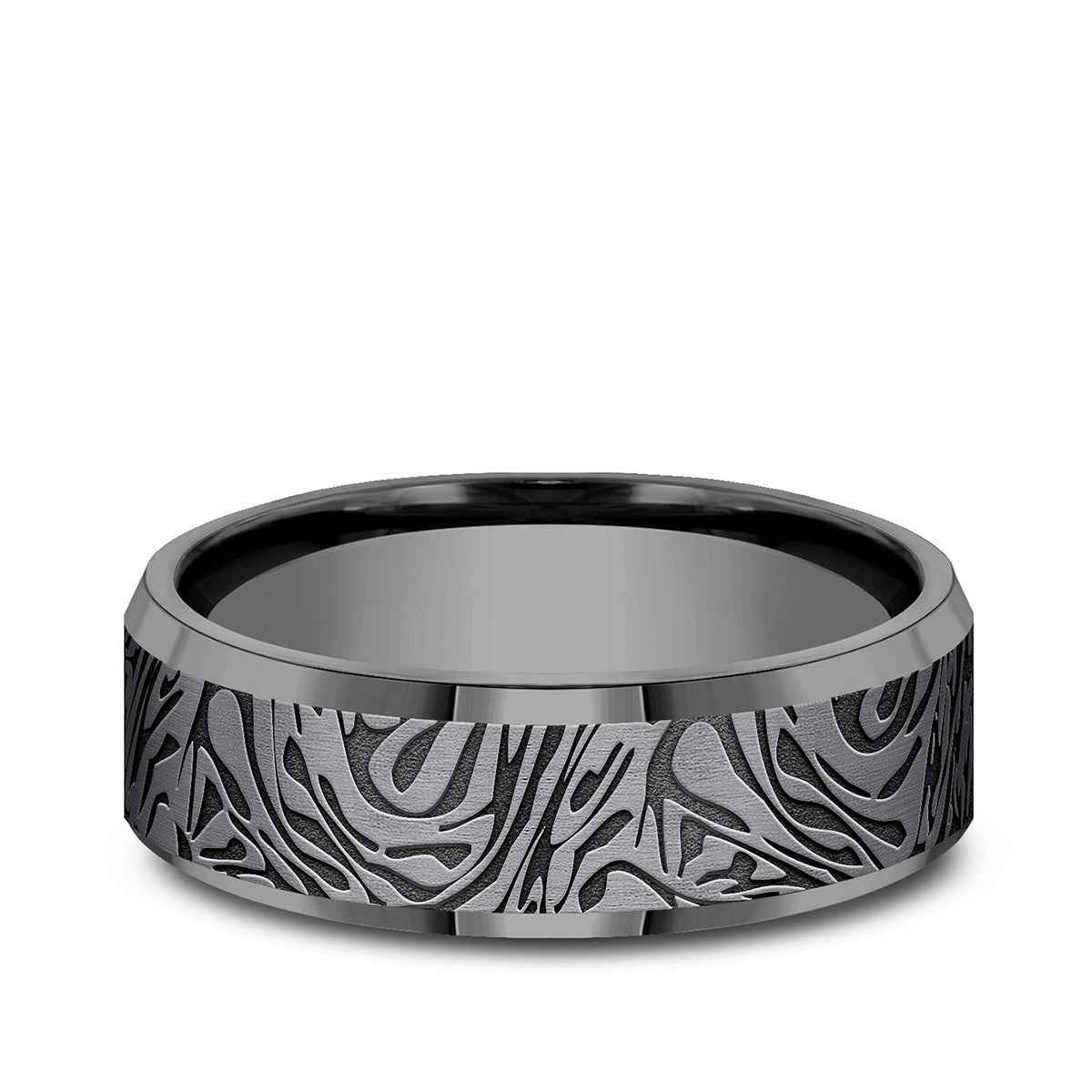 Benchmark Men's 7mm Faux Mokume Tantalum Wedding Band close-up detail