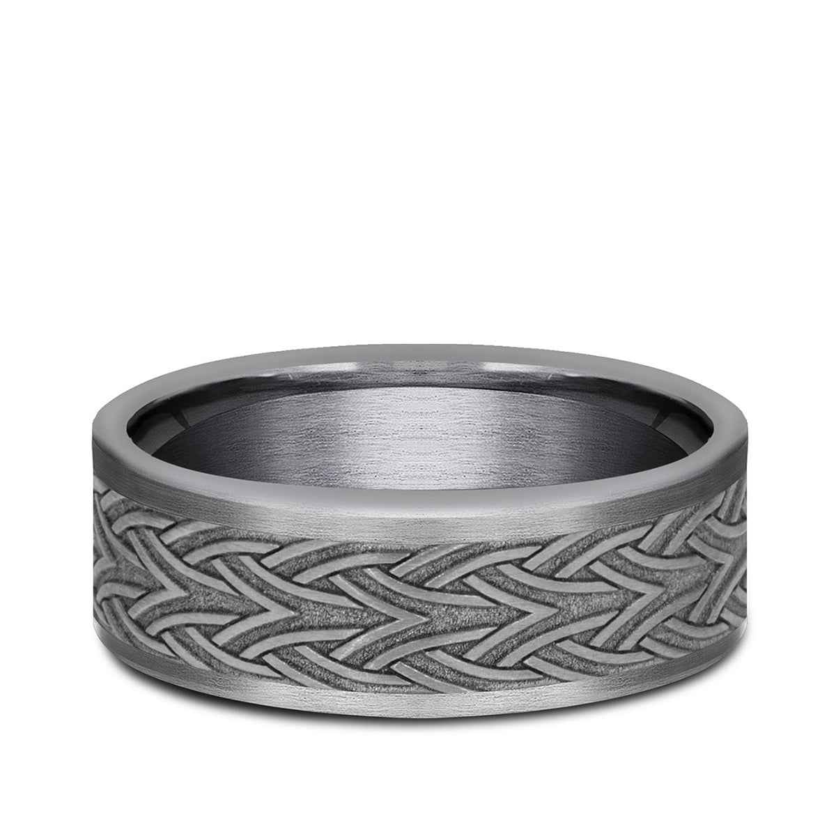 Benchmark Men's 7mm Celtic Arrow Knot Tantalum Wedding Band close-up detail