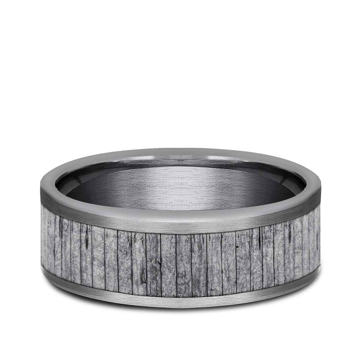 Benchmark Men's 8mm Wood Split Tantalum Wedding Band close-up detail