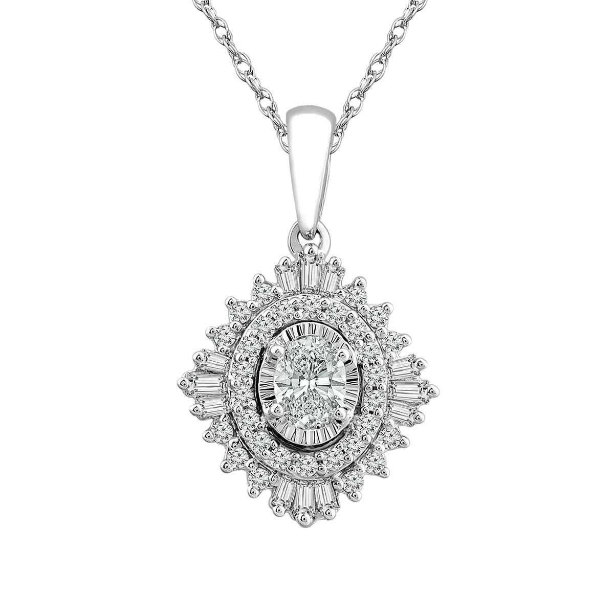 3/8 ct. tw. Diamond Starburst Halo Pendant in 10K White Gold