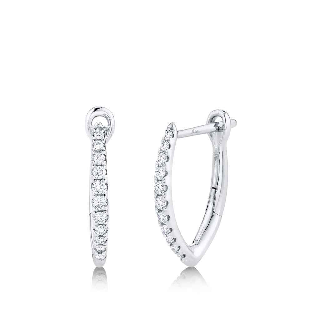 Shy Creation 1/7 ct. tw. Diamond V Hoop Earrings in 14K White Gold