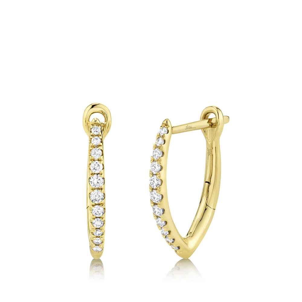 Shy Creation 1/7 ct. tw. Diamond V Hoop Earrings in 14K Yellow Gold
