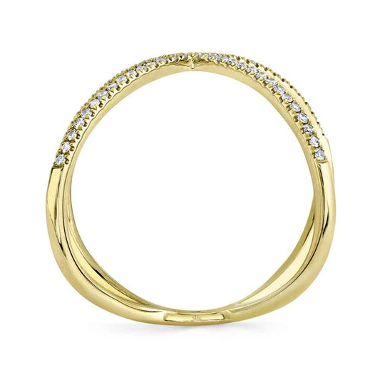 Shy Creation 1/5 ct. tw. Diamond X Ring in 14K Yellow Gold close-up detail
