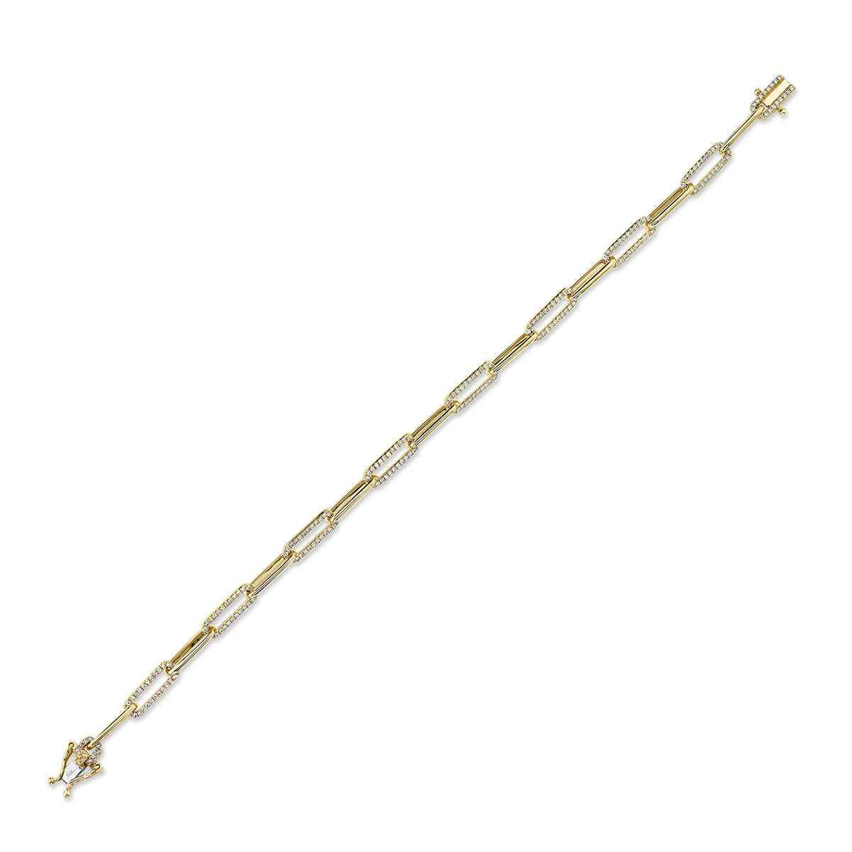 Shy Creation 3/4 ct. tw. Diamond Paperclip Chain Bracelet in 14K Yellow Gold front view