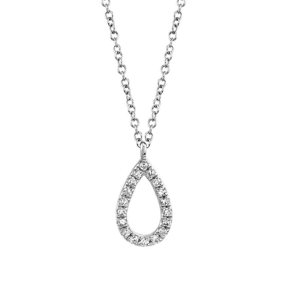 Shy Creation 1/20 ct. tw. Diamond Teardrop Pendant in 14K White Gold