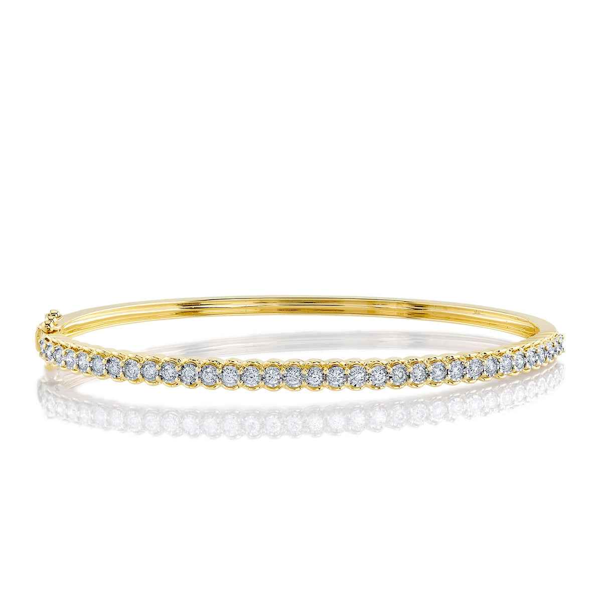 Shy Creation 5/8 ct. tw. Diamond Miracle Plate Hinged Bangle Bracelet in 14K Yellow Gold