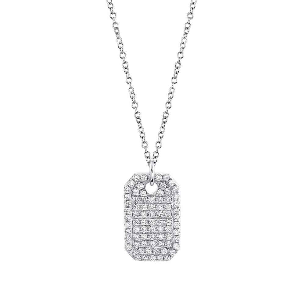 Shy Creation 9/10 ct. tw. Diamond Pave Dog Tag Pendant in 14K White Gold