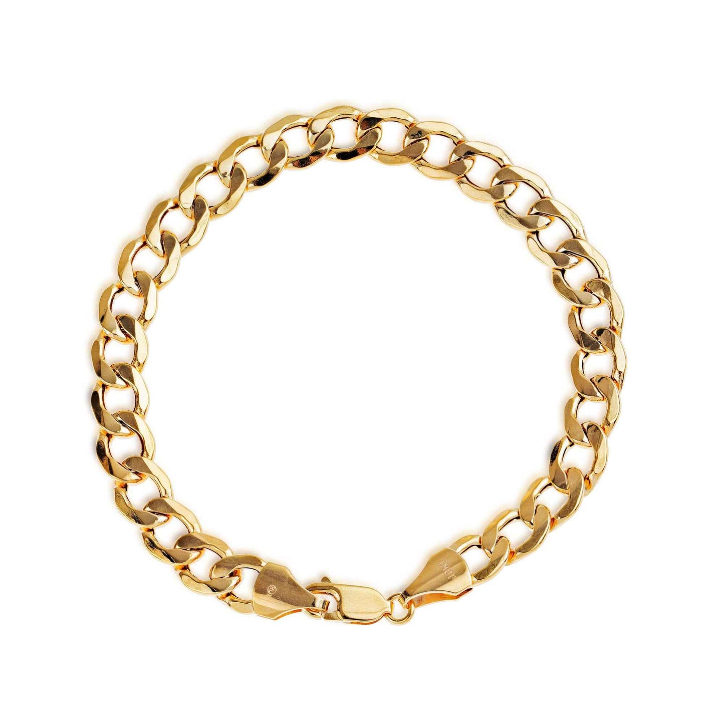 Men's 8.8MM Hallow 9-inch Curb Bracelet in 10K Yellow Gold