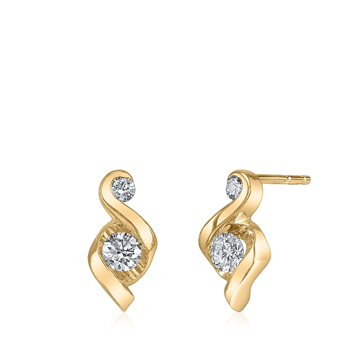 Juno Lucina 1/5 ct. tw. Diamond Two-Stone Earrings in 14K Yellow Gold