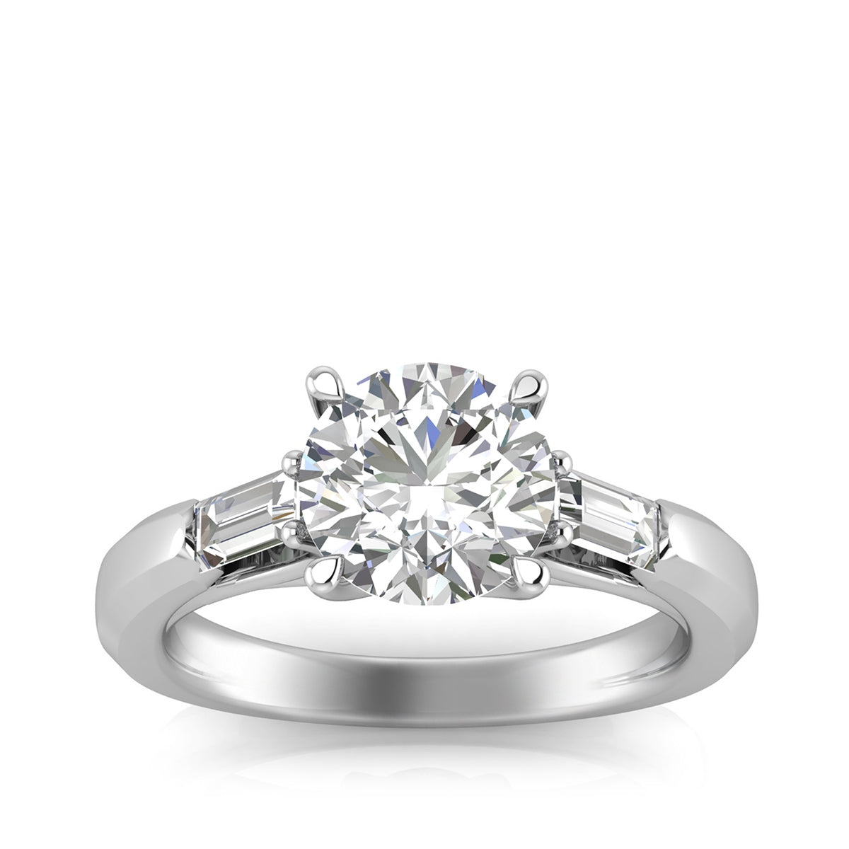 Adamante 1-3/4 ct. tw. Lab-Grown Round Brilliant & Baguette Diamond Engagement Ring in 14K White Gold